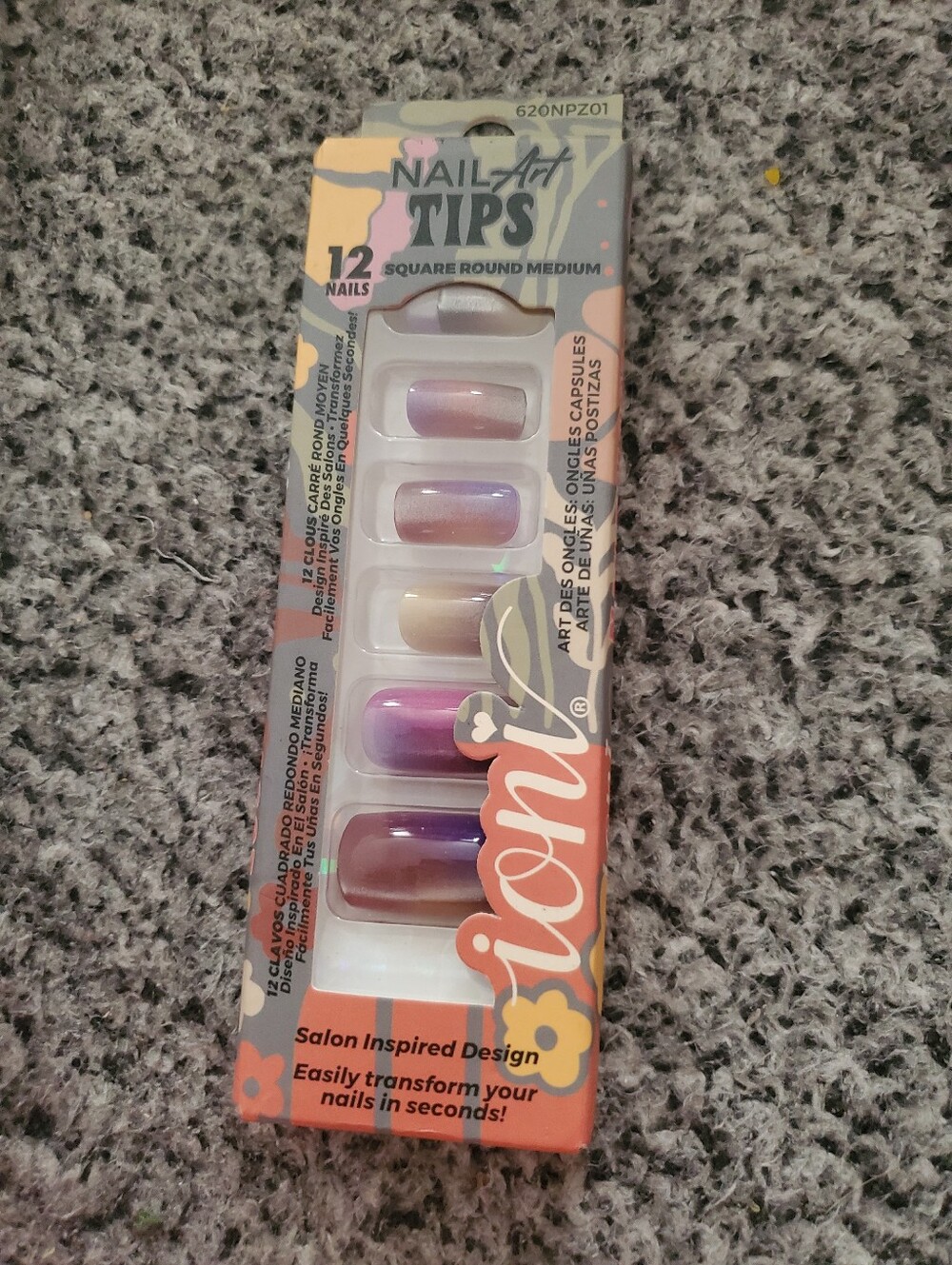 Ioni Ombre Pink & Purple Press-On Nail Tips - Medium Square-Round